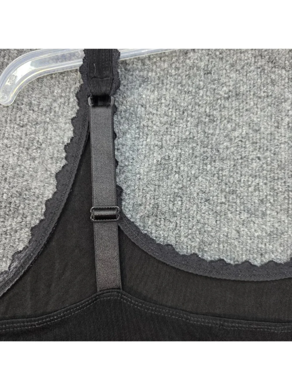 Chico's Lace Trim Cami 3 XL Black Stretch Coquette Gothic Layers Y2K Dark Fairy